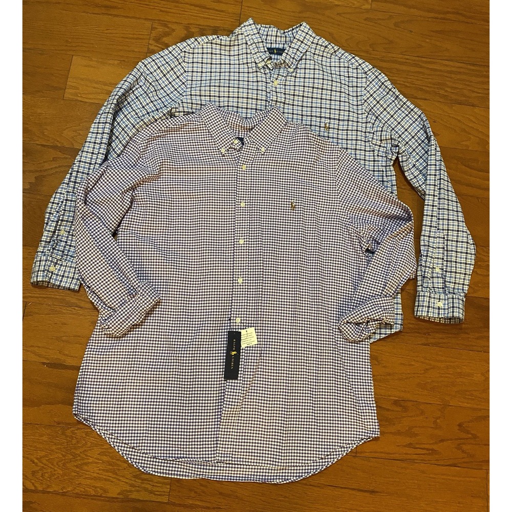 Polo Ralph Lauren Shirt Mens 2XL Purple Gingham Check Pony Button Up (2) NWT $90